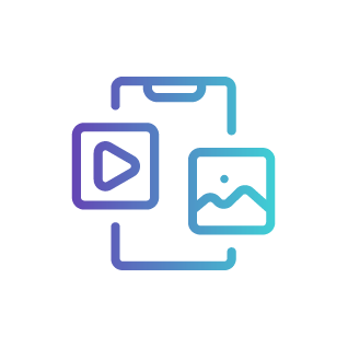 Content creation icon - phone screen with images and video icons